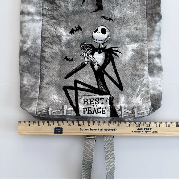 Disney Parks Jack Skellington Rest In Peace Drawstring Canvas Backpack Bag Purse - Picture 12 of 16